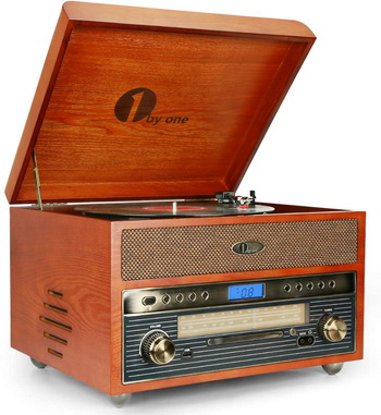 1byone Nostalgic Wooden Turntable